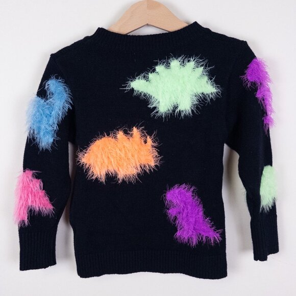Hannah Banana Baby Sara Fuzzy Supersoft Dinosaur Sweater Black Multi Girls 3T - Picture 3 of 6